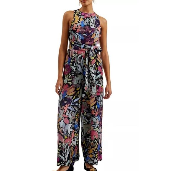 Ted Baker Abstract Print Pleated Neck Jumpsuit - Picture 2 of 11